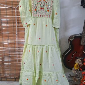 Beautiful Pista Green Colour Ethnic Gown..