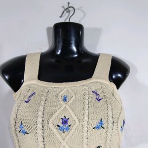 Cream Embroidered Top (Women's)