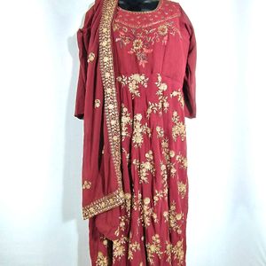 Mauve Sequence Kurti With Duppata ( Women)