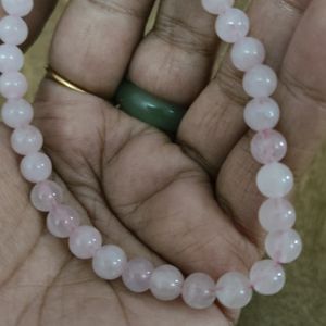 Natural Rose Quartz Round Crystal Bracelet