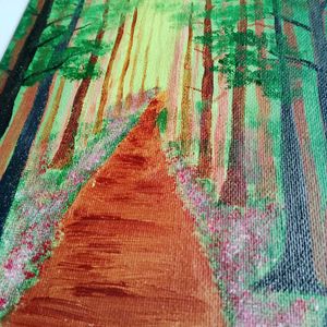 Green Forest View Hand-painted Painting