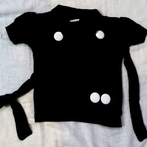 Black Top With White Buttons