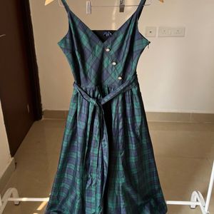 Nautica Plaid Belted Flared Midi Dress