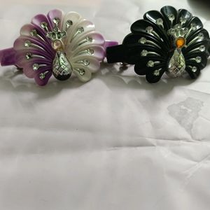 Two Peacock Style Hairclips