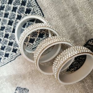 White Stoned Bangles Set Of 4