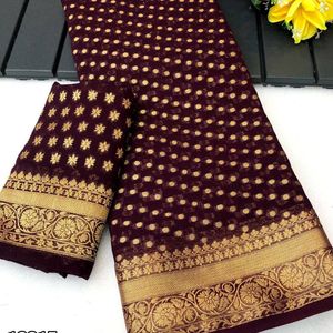 Khadi Georgette With Gold Zari