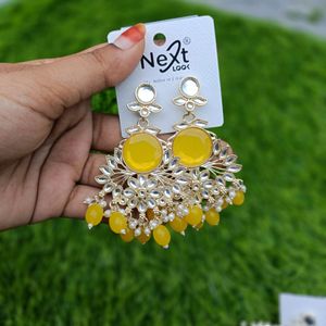 Kundan Earring Yellow