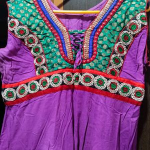 Gotta Patti Purple Anarkali Suit