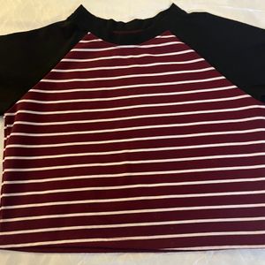 Striped Red Full Sleeve Crop Top