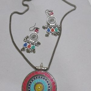 Oxidized Silver Navratri N Boho Jewelry Set