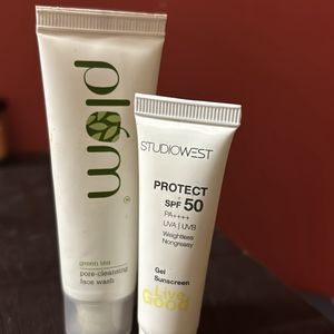 plum face wash and STUDIOWEST mini gel sunscreen