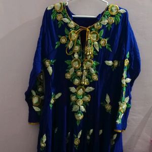 Blue Embroidery Kurti Set With Dupatta