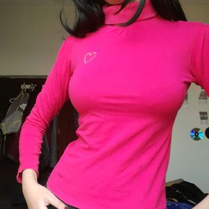 Hot Pink long sleeve turtleneck