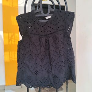 Black Eyelet Top