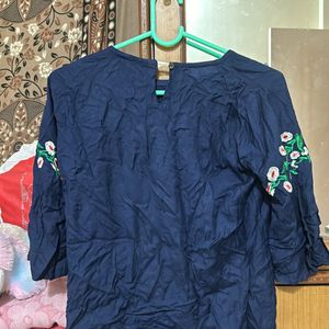 Blue Women Tunic Floral Design