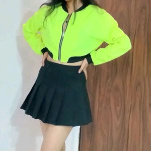 Vibrant Neon Crop Jacket Top