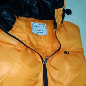 Orange Puffer Jacket Half Sleeve