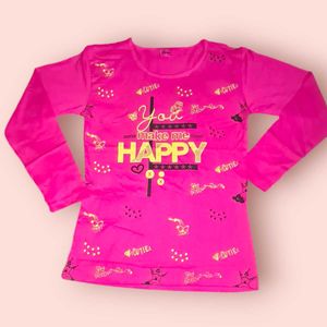 💃 Girl's Full Sleeve T-shirt 30 Inch Pink