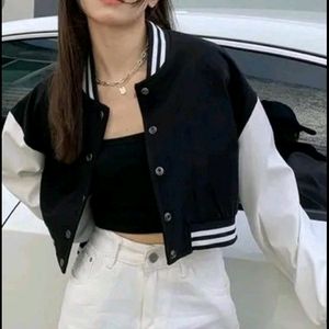 Crop White Bomber Jacket