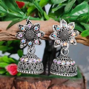 Traditional Oxidised Silver Jhumka for Girls and W