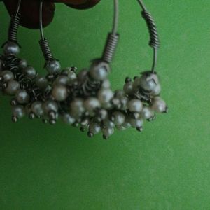 Silver Plated White Beads Earrings