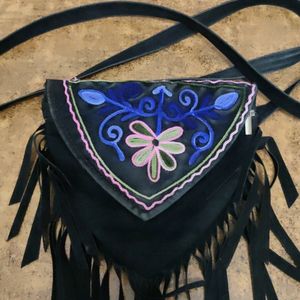 Black Mini Embroidered Sling