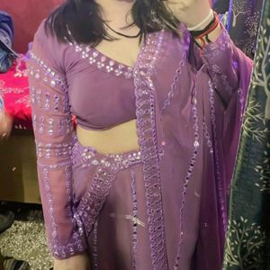 Purple Lehenga With Cancan