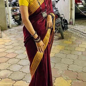 Saree With Golden Blouse