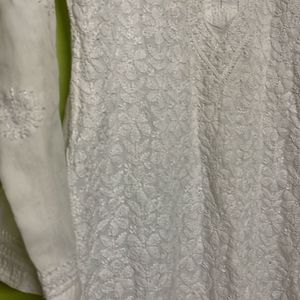 White Chikankari Kurta For Ladies