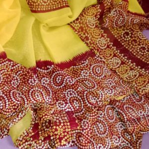 Yellow Colour Saree Georgette