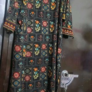 Black Multi Printed Kurti For Girl & Woman 46 Bust