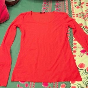 Red Mesh Top With Full Sleeve