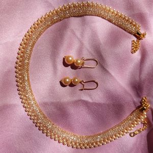 Pearl Crystal Choker Set