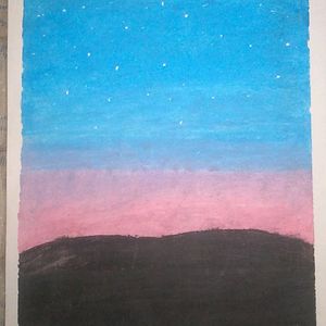 Sky Painting Made With Oil Pastels Of Evening