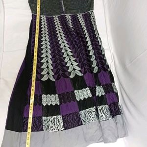 Purple Embroidered Anarkali Kurti