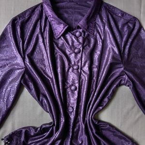 New Premium Satin Purple Box Print Shirt