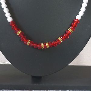 Red White Beads Jewellery Set