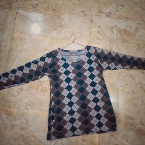 Checked Woolen Top