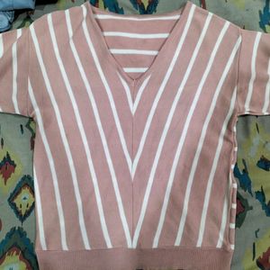 beautiful white and pink top striped