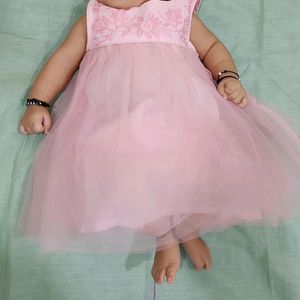 Hopscotch Pink Cute Frock For Baby Girl