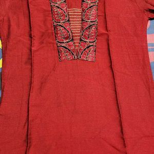 Maroon Silk Kurta