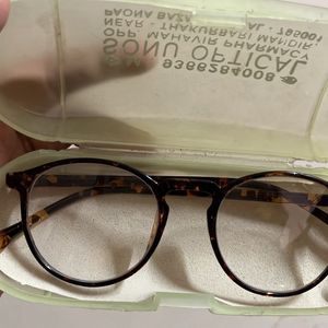 Brown Pattern Round Rimmed Glasses With Box