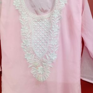 Baby Pink Chikankari Kurti