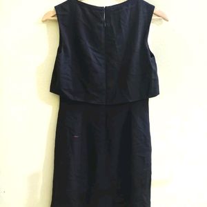 One Piece Black Tunic Dress Half Sleeves With Doub