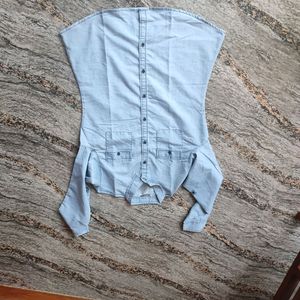 Brinley Women Washed Casual Light Blue Shirt