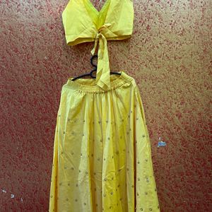 Yellow Lehenga Choli With Net Dupatta