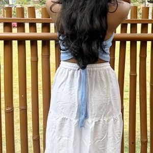 Blue Styled Back Crop Top