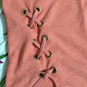 Peachy Keen Crop Top with Front and Sleeve Detail