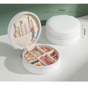 White Mini Round Jewelry Box Organizer