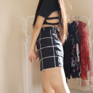 Black Plaid Pencil Skirt